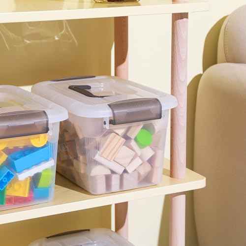 6 Packs 6 QT Storage Bins with Lids Clear Plastic Bins with Grey Handle Stackable Storage Containers for Organizing (6 Count)