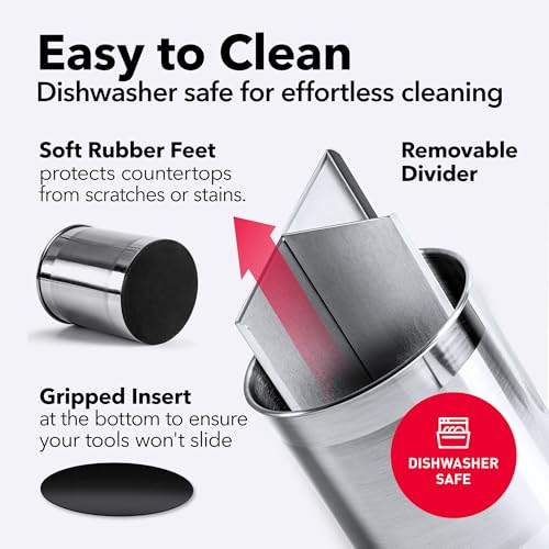 Rotating Extra Large Stainless Steel Utensil Holder Caddy with Sturdy No