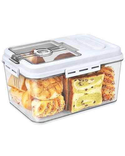 Large Bread Box for Kitchen Countertop 11.4 x 7.5 x 6.7 Inch Airtight Bread Storage Container Time Recording Bread Keeper with Lid for Toast