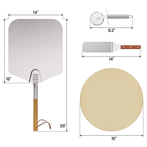 4 pcs Pizza Stone & Peel Set (4 Count)