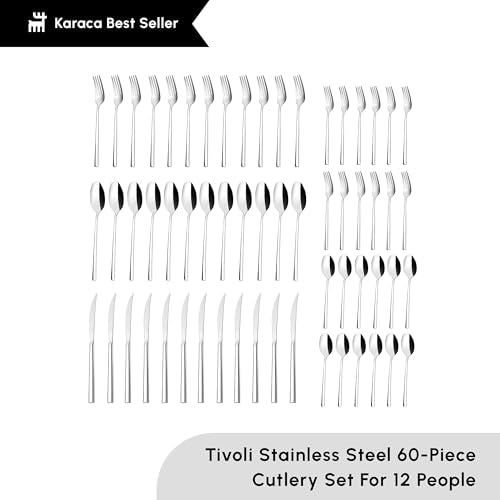 Tivoli 60 Pieces Cutlery Set for 12 Person (60 Count)
