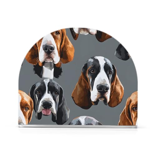 Basset Hound Dogs Napkin Holder for Table Paper Napkins Holder Acrylic Tissue Dispenser Kitchen Dining Room Bathroom Party Car Decor