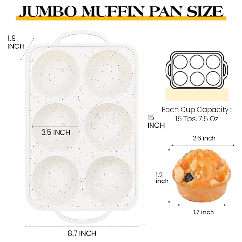 6 Cup Jumbo Muffin Pan for Baking with Metal Frame Nonstick