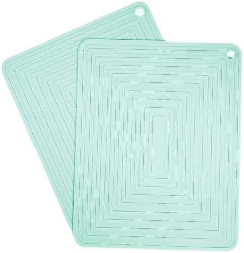 Mint Green Silicone Trivets Mats Set 2 for Hot Dishes