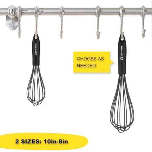 Silicone Whisk Set 8" 10" Kitchen Whisk Black