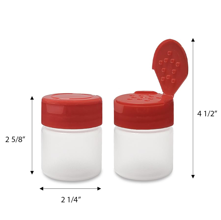 1 oz Plastic Spice Jars with Red Flip & Sift Caps (12 Count)