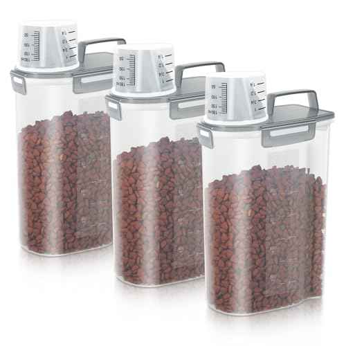 3 5Lbs Airtight Small Cat Dog Pet Food Storage Containers BPA Free (3 Count)