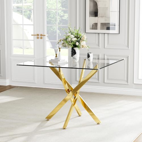 Square Glass Dining Table for 4