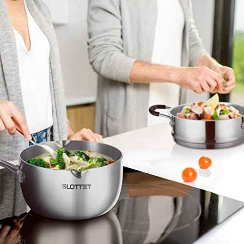 3.5 Quart Stainless Steel Saucepan with Pour Spout