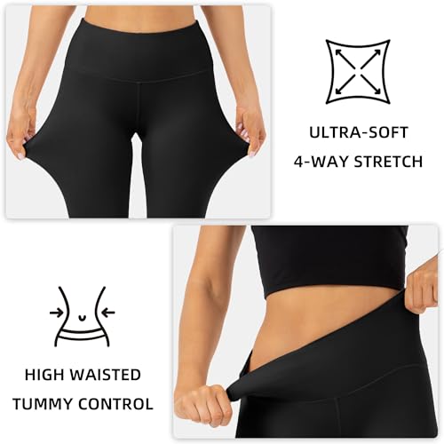 High Waist Butt Lifting Leggings for Women Buttery Soft Breathable Yoga Pants with Hidden Pocket Tummy Control Gym Black