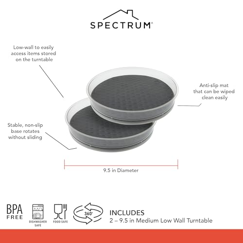 Medium Lazy Susan Organizers 9.5 in Pack of 2 for Cabinet Pantry Table Rotating Kitchen Storage Spice Rack Fridge Organization (2 Count)