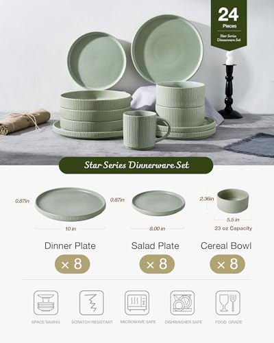 Star Stoneware Dinnerware Sets for 8 (24 Count)