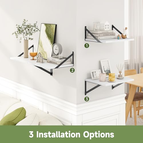 16W x 12D Deep Floating Shelves Set of 4 White (4 Count)