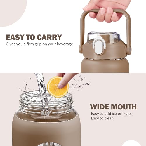 42oz Glass Water Bottles with Straw