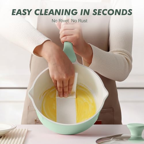 Ceramic Nonstick Saucepan with Double Pouring Spout