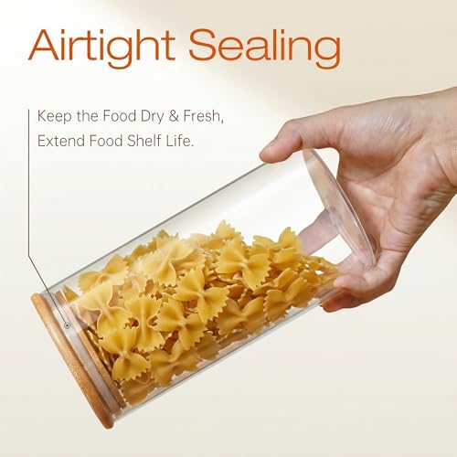 132oz Large Glass Storage Containers with Bamboo Lids for Flour & Sugar (2 Count)