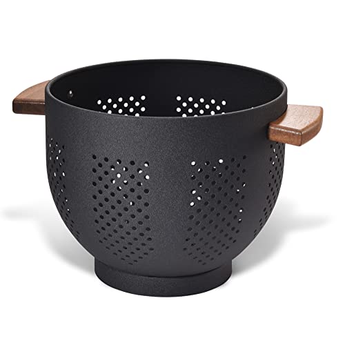 Metal Colander with Wood Handle and Stable Base