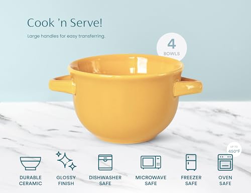 French Onion Soup Crocks with Lids & Handles (4 Count)
