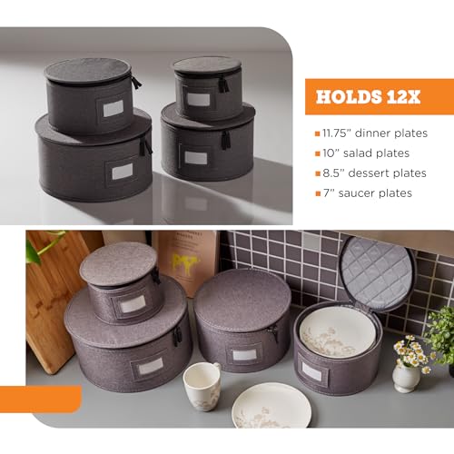 4 Piece Quilted China Plate Storage Set