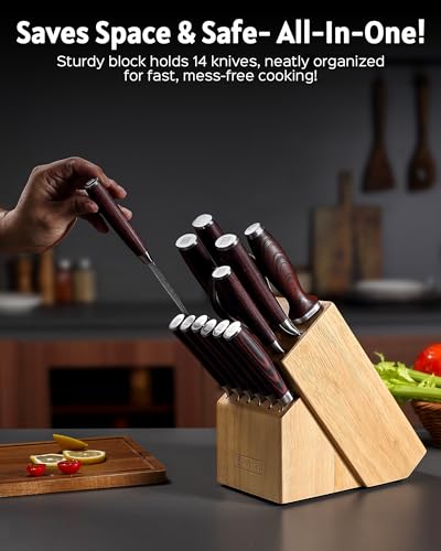 Kitchen Knife Set with Block (14 Count)