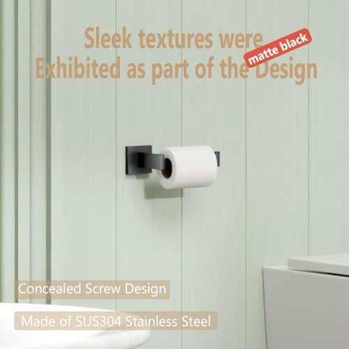 Black Toilet Paper Holders Bathroom Toilet Paper Roll Holder SUS304 Stainless Steel Contemporary Wall Mounted