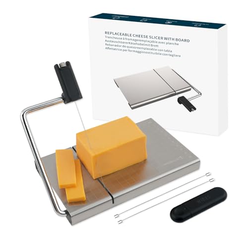 Replaceable Wire Cheese Slicer with Board and Measuring Grids