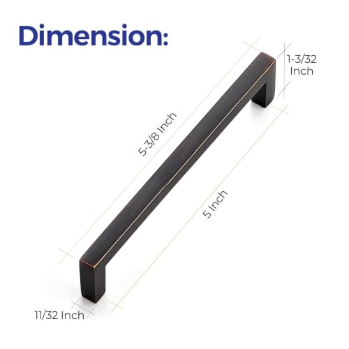 Oil Rubbed Bronze Cabinet Handles Solid Drawer Pulls 5 Inch 30 Pack (30 Count)