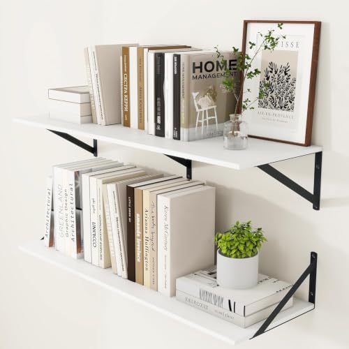 44W x 12D Deep Floating Shelves Set of 2 White (2 Count)