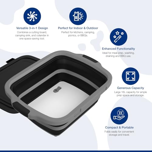 2 Pack XL Collapsible BBQ Prep Tub with Built (2 Count)