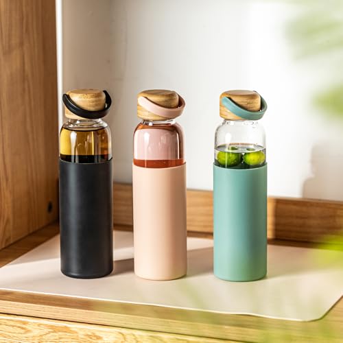 21oz Borosilicate Glass Water Bottles with Silicone Non