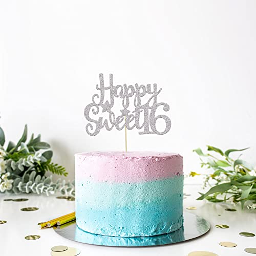 1Pc Happy Sweet 16 Cake Topper Sweet 16 Birthday Decorations Happy 16th Birthday Cake Decorations for Girls