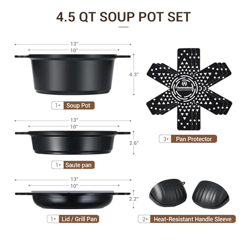 8 Piece Ceramic Nonstick Cooking Pot Set with Lid