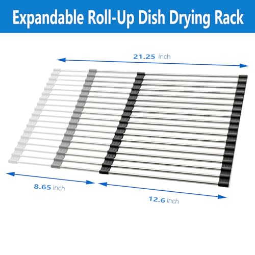 Expandable Roll Up Dish Drying Rack Over The Sink Rack