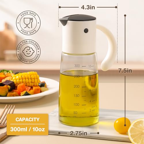 Glass Olive Oil Dispenser Bottle Set 10 oz Yellow White (2 Count)