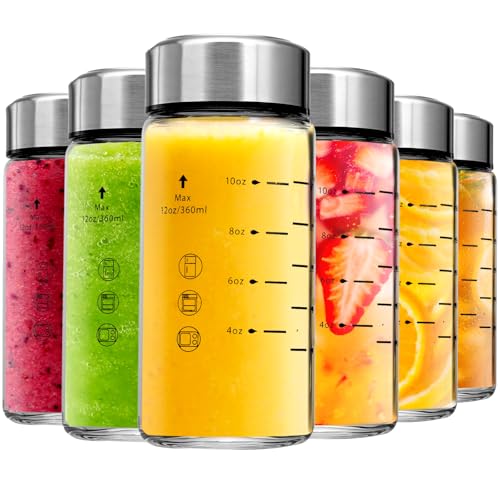Glass Juice Bottles 6 Pack 12 oz (6 Count)