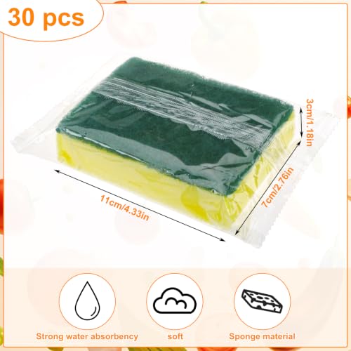 30 Pcs Individually Wrapped Sponges for Airbnb Apartment Green (50 Count)