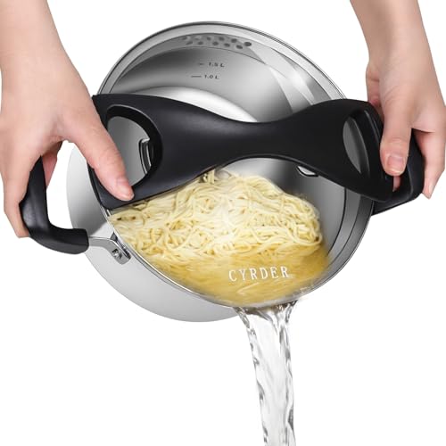 Stainless Steel Pasta Pot with Pour Spout and Strainer