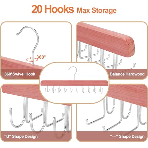 Cedar 2 in 1 Belt Tie Hanger for Closet Max 30 Belts with 30 Ties Capacity