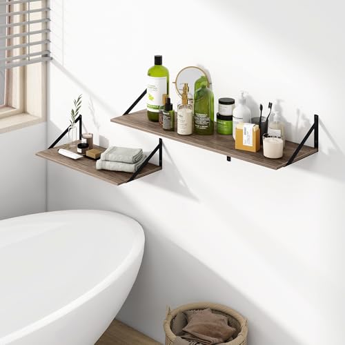 24W x 12D Deep Floating Shelves Set of 2 Grey (2 Count)