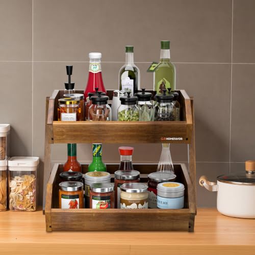 2 Tier Acacia Wood Fruit Basket for Kitchen