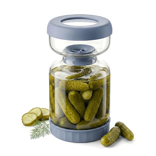 Pickle Jar with Strainer Flip for Pickle Juice Separator from Wet and Dry