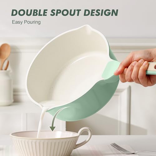 Ceramic Nonstick Saucepan with Double Pouring Spout