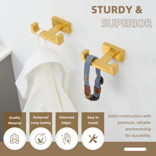 Double Towel Hook Brushed Dark Gold (2 Count)