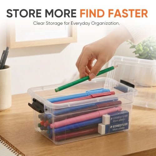 1.85 Quart Clear Plastic Storage Boxes with Lids (4 Count)