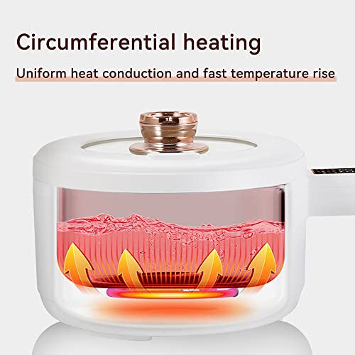 Electric Hot Pot Cooker Steamer 1.8L Multifunctional Nonstick Pan Dormitory Office Portable Ramen Cooker Steamer Boil Dry Protection Suitable For Noodles Steak Cooker Eggs StirFrying