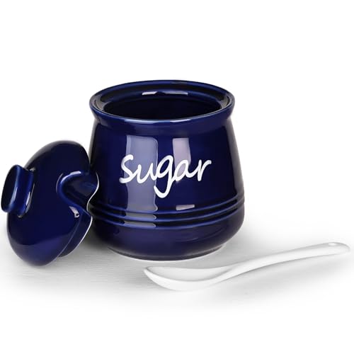 12oz Ceramic Sugar Bowl with Lid and Spoon