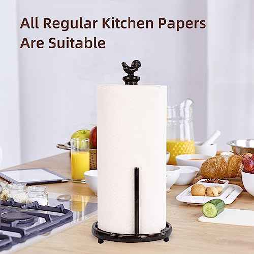 Cast Iron Rooster Paper Towel Holder for Kitchen Countertop