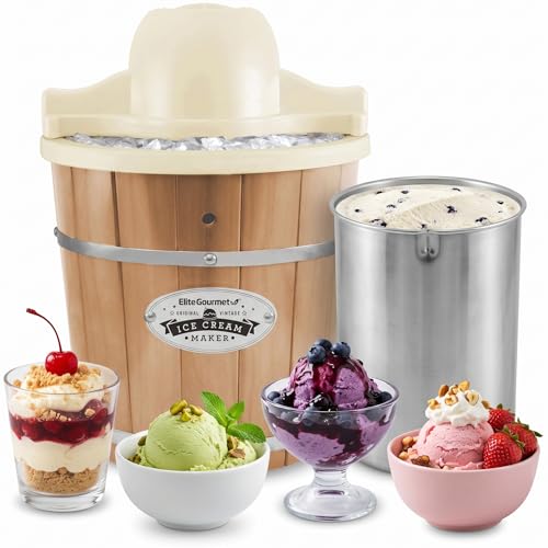 EIM 924L 4Qt Old Fashioned Wood Bucket Ice Cream Maker