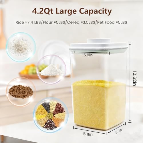 4 Pcs Large Pop Airtight Food Storage Containers Set with Lids (4 Count)