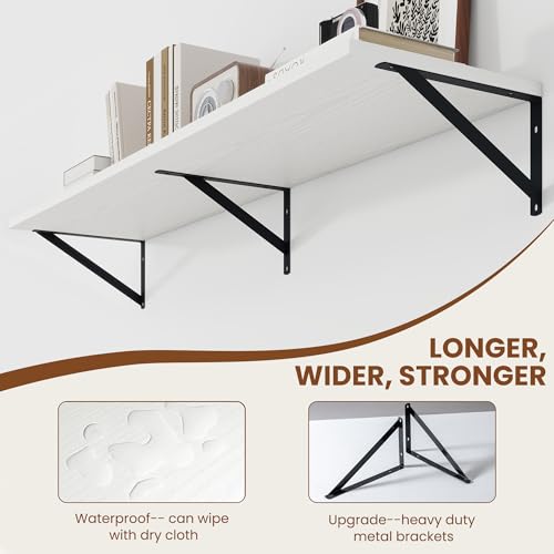 48W x 12D Deep Floating Shelves Set of 2 White